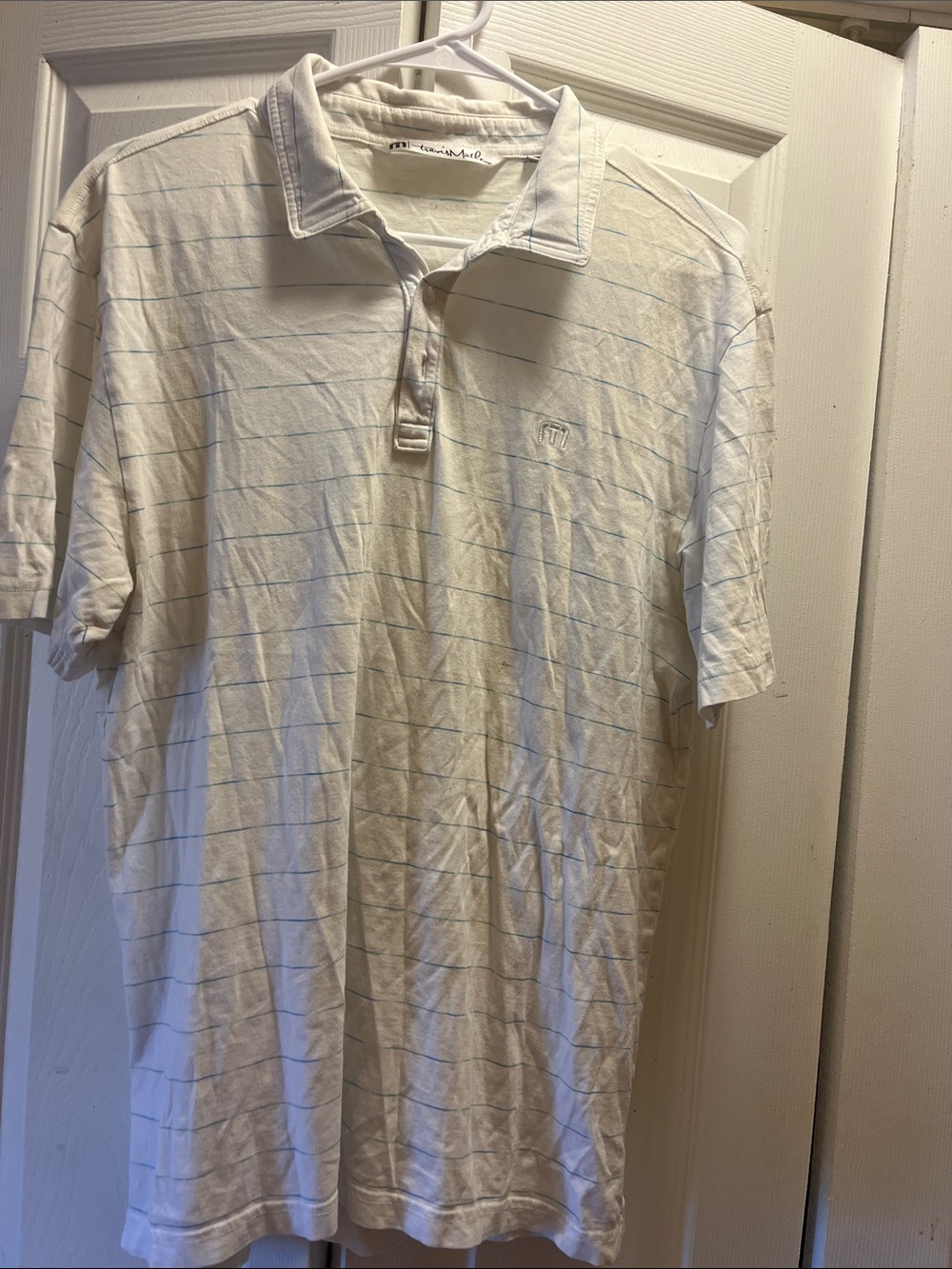 Men's White Striped Polo Shirt